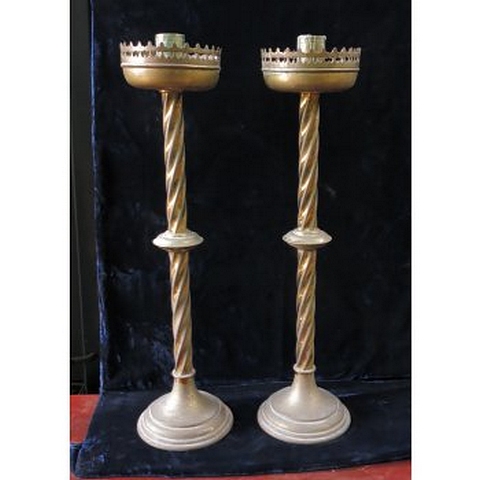 Altar Candlesticks Large Brass St Alphege (E)