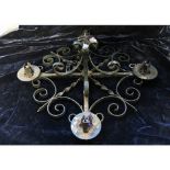 Medieval Style Chandelier Black Wrought Iron Four Branch