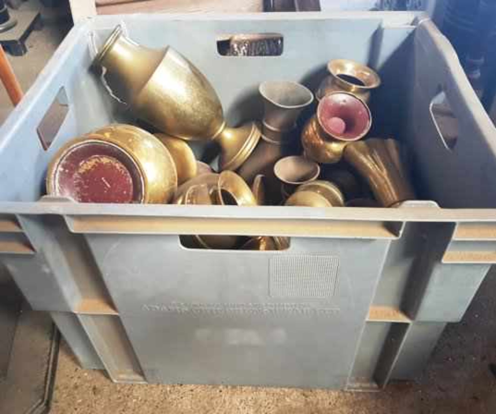 Large Box of Church Brass Flower Vases Grey Box - Image 3 of 4