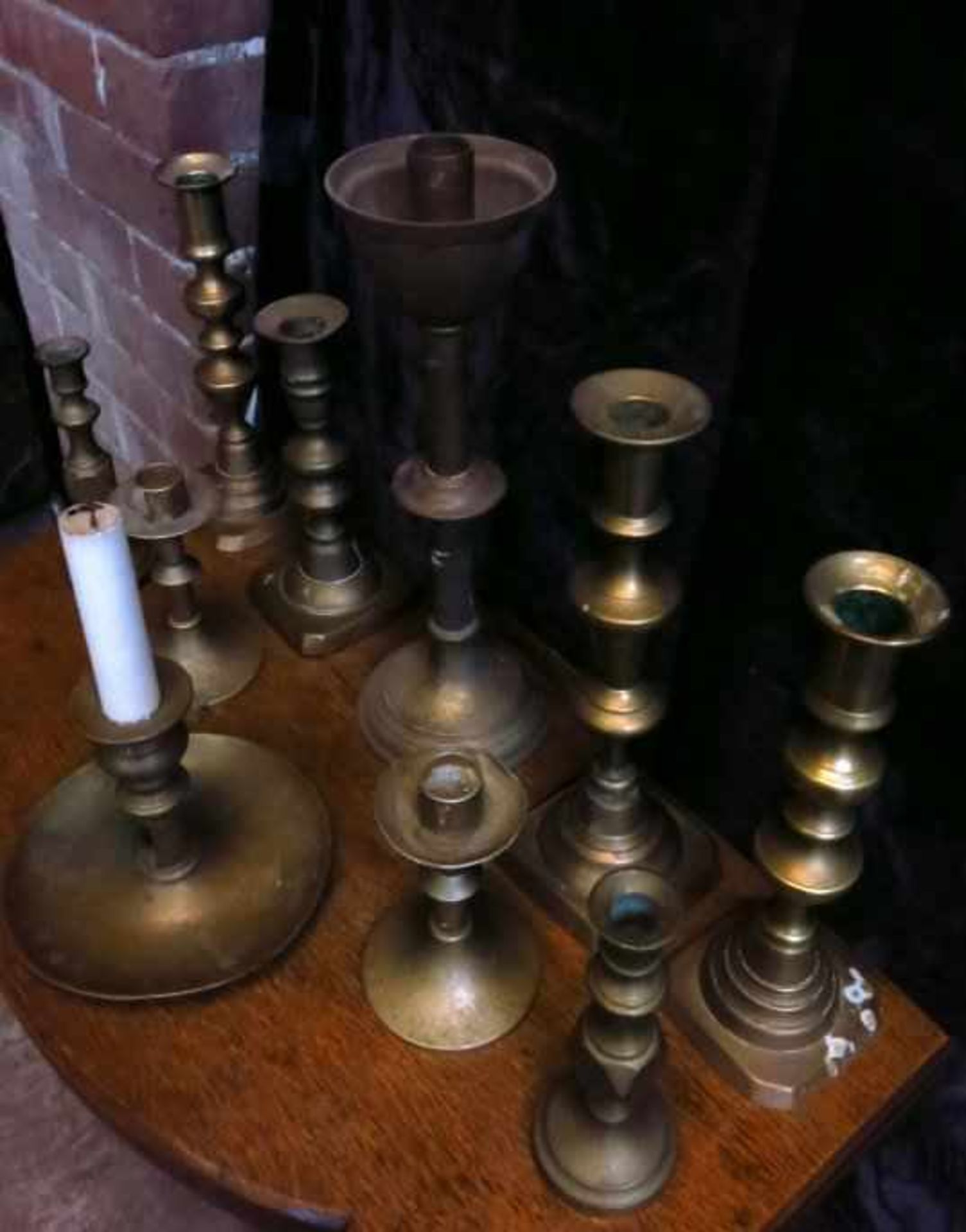 Assorted Lot of 10 Antique Brass Candlesticks - Image 5 of 6