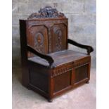 Monks Bench with Lion Head, Commode Conversion