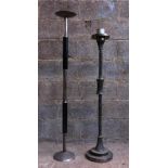 Two Tall Pavement Metal and Wood Designer Candlesticks