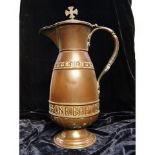 Large Brass Baptismal Jug Ewer with inscription