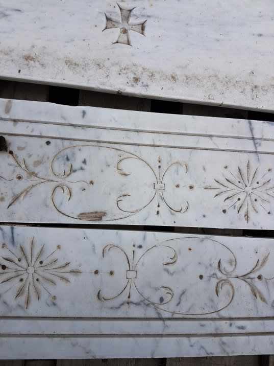 Carved Carrara White Marble Panels Including Slab Table Top - Image 2 of 3