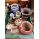 Box5 Assorted Ceramic Vases and Copper Teapot