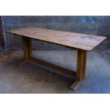 Old Pine Plank Top Refectory Table