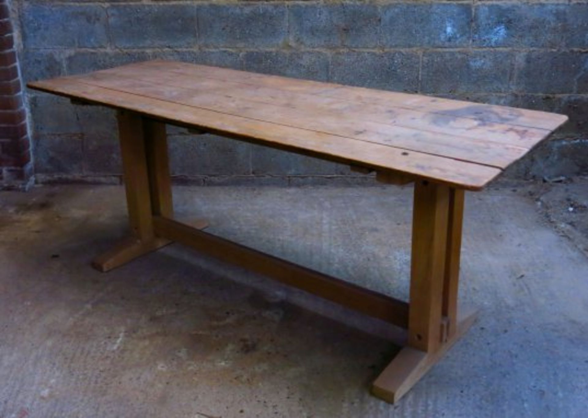 Old Pine Plank Top Refectory Table