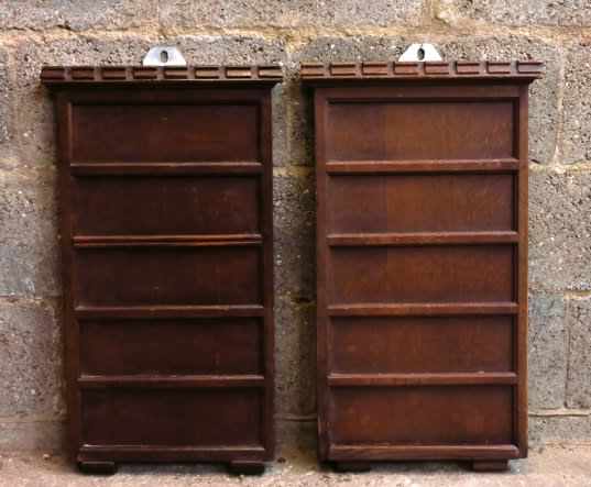 Pair of Oak Hymn Boards with Dentil Moulding Tops