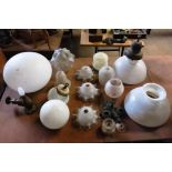 Collection of Assorted Glass Lamp shades and fittings