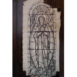 Original Stained Glass Window Cartoon - Our Lady Of Lourdes 'Je Suis L'Immaculée Conception' Ink