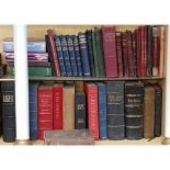 Two Shelves of Large Church Bibles and other large Church Books