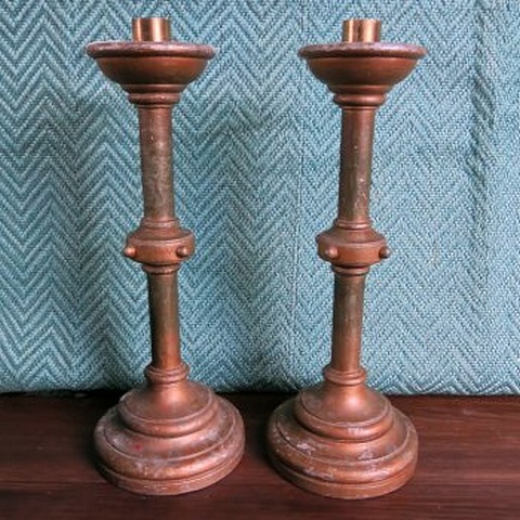 Altar Candlesticks Wooden Pair Woolwich