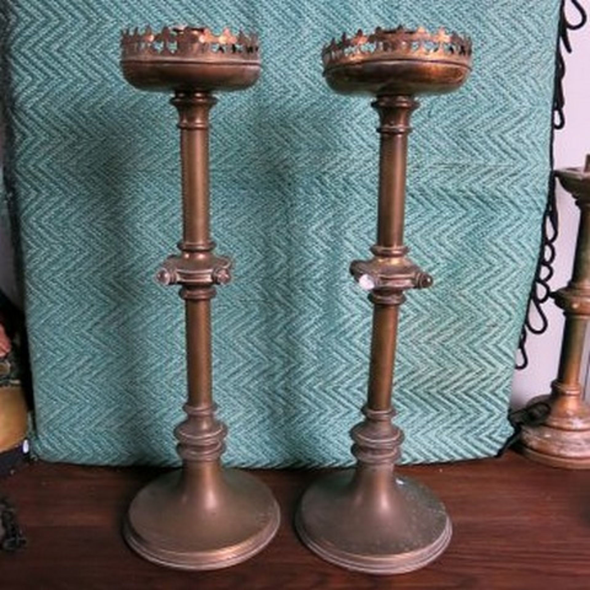 Candle Holders Tall Decorative Pair With Quartz Cabuchons Woolwich