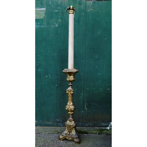 Fantastical Outsize Baroque Candleholder Candlestick Converted to Lamp