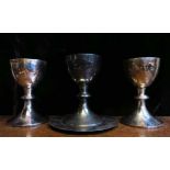 3 x Ex Army Chaplain Silver Plate Chalices and Paten