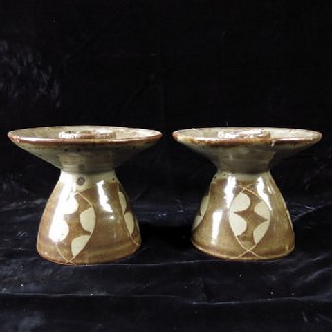 Ceramic Candleholders Pair