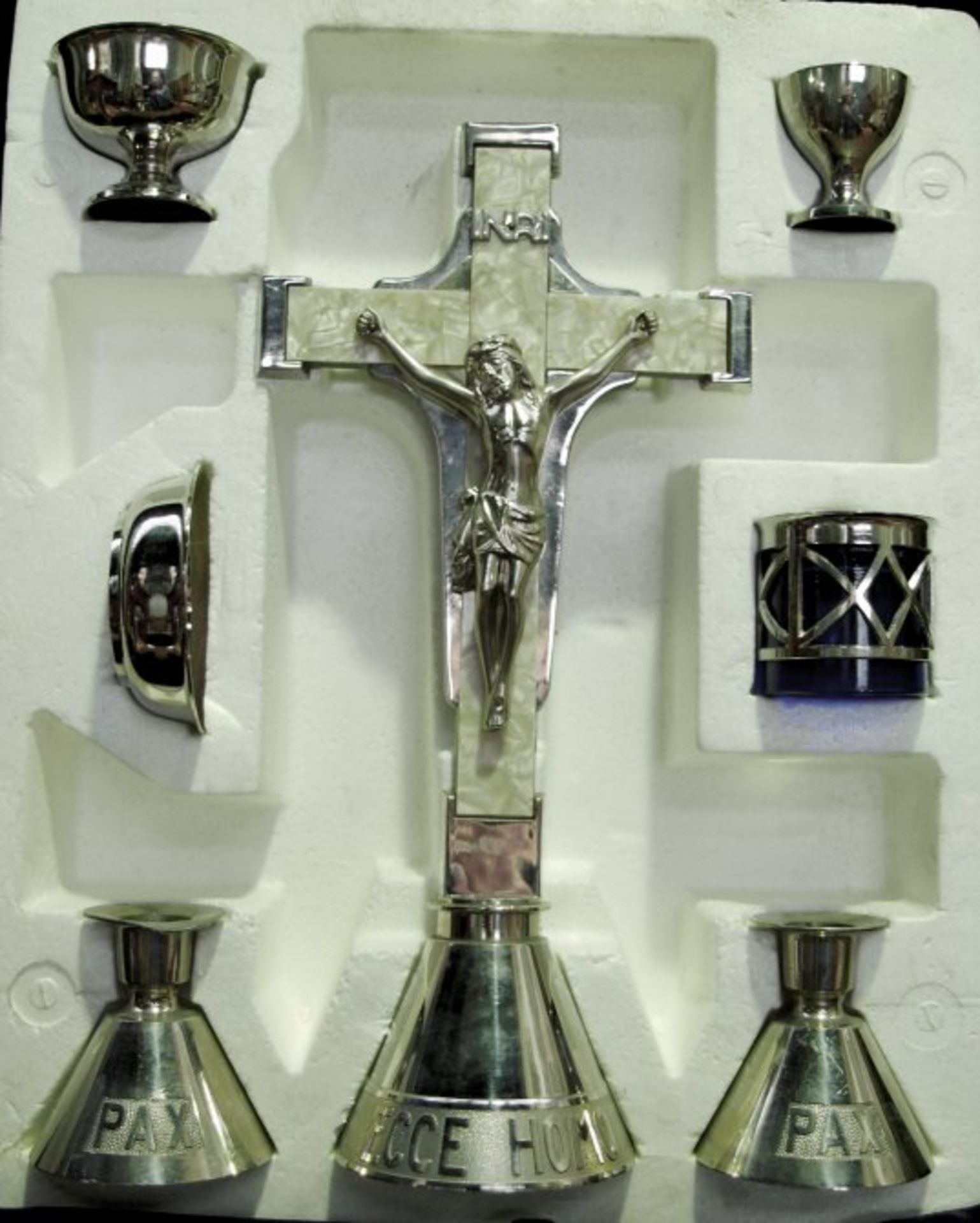 Boxed 1960s Crucifix Altar Set