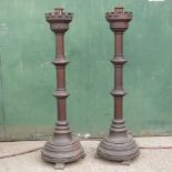 Castellated Oak Candlestick Pair Thornton Heath