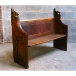 Fantastic Gothic Oak Pew With Carved Wooden Griffins