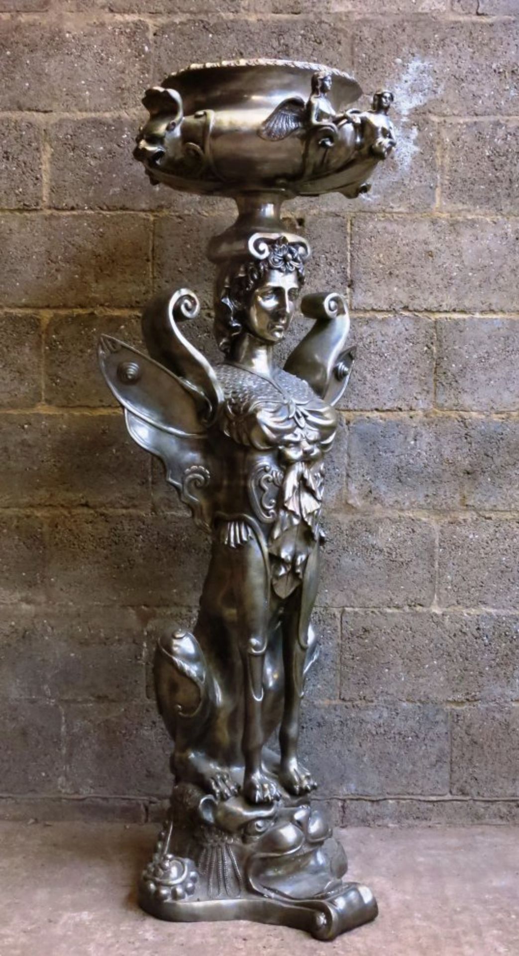 Fantastical Steel Sphinx Urn / Water Feature