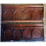 Pair of Impressive and Heavy Victorian Arched Decorative Pitch Pine Choir Panels