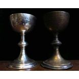 2 x Early 20th Century Pair of Ex Army Silver Plated Chalices