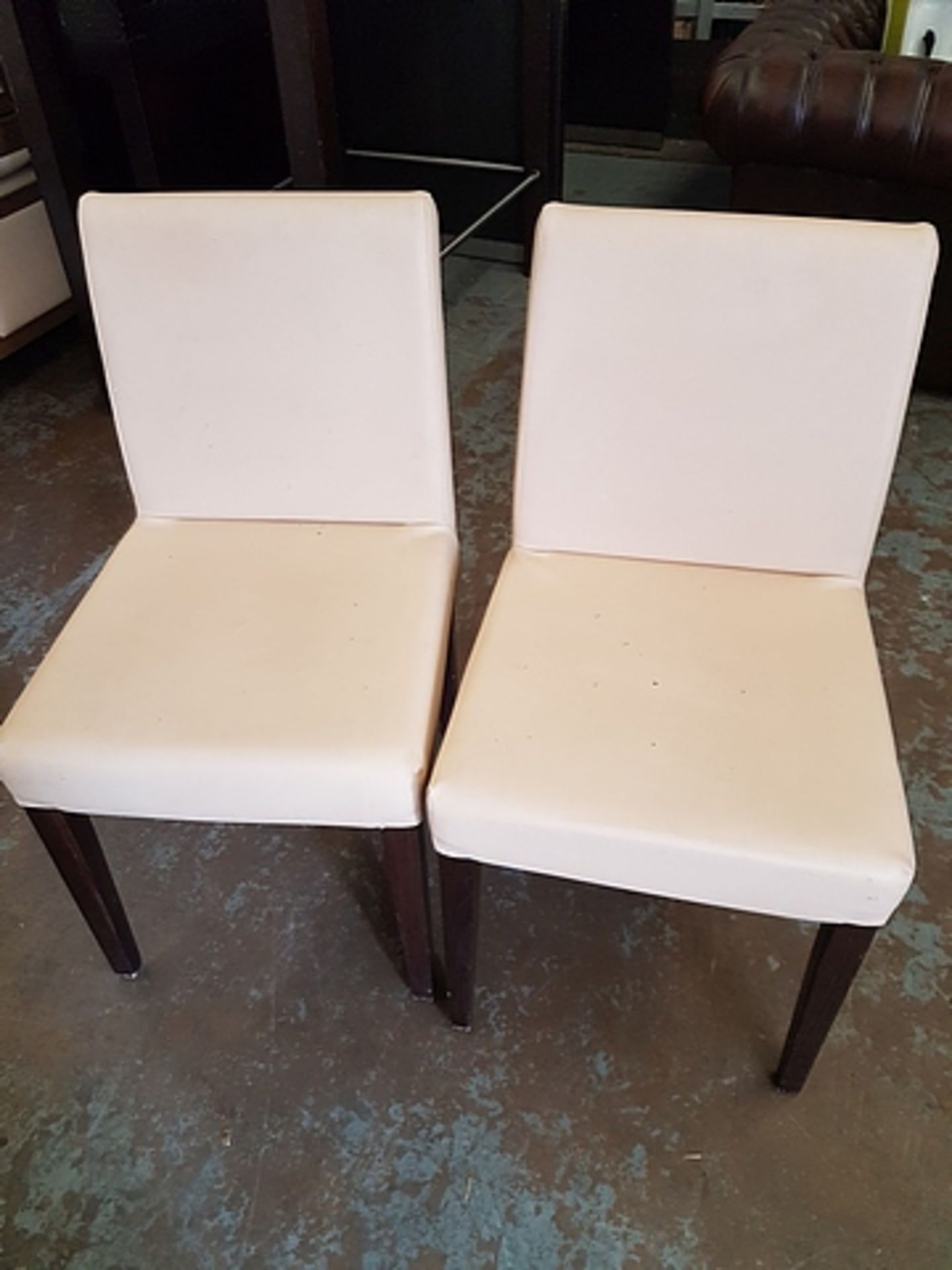 2 x dining chairs cream seat pad and back 450mm x 420mm x 840mm