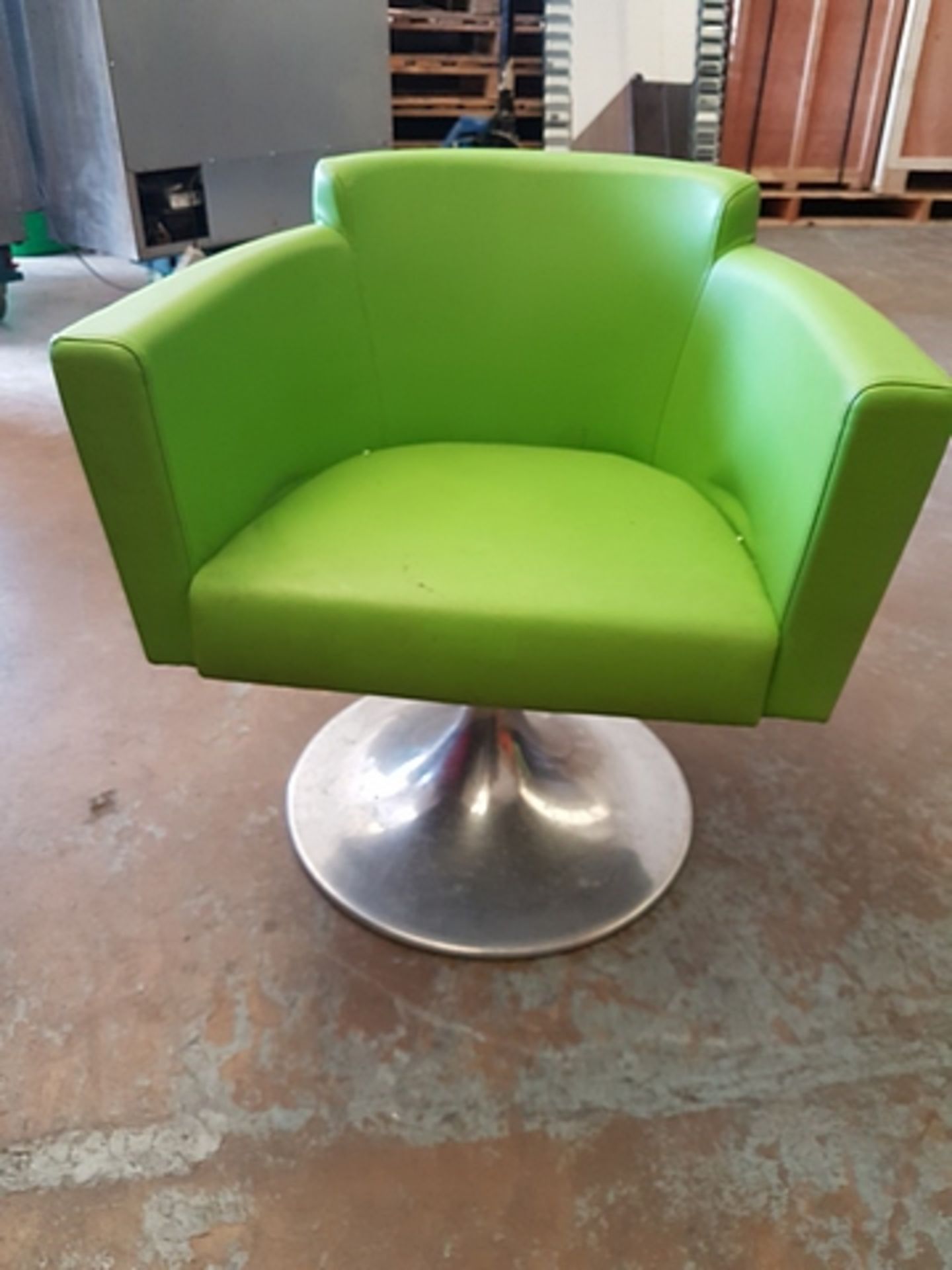 3 x Go In Furniture Designer led DF0851WP/ ZDBEK3AG swivel arm chairs in apple green leather 650mm x