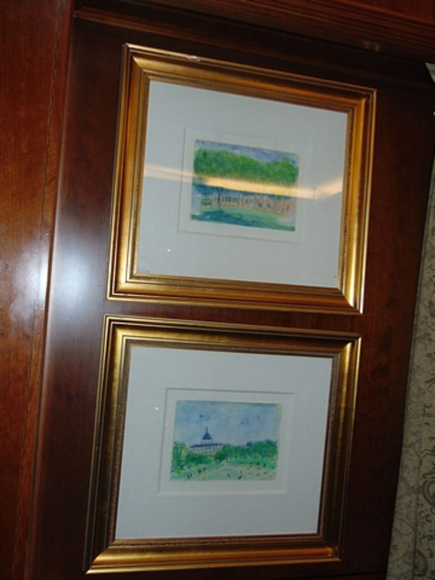 A pair of framed landscape watercolours, 20th Century School watercolour Café Scene and Hyde Park - Image 6 of 6