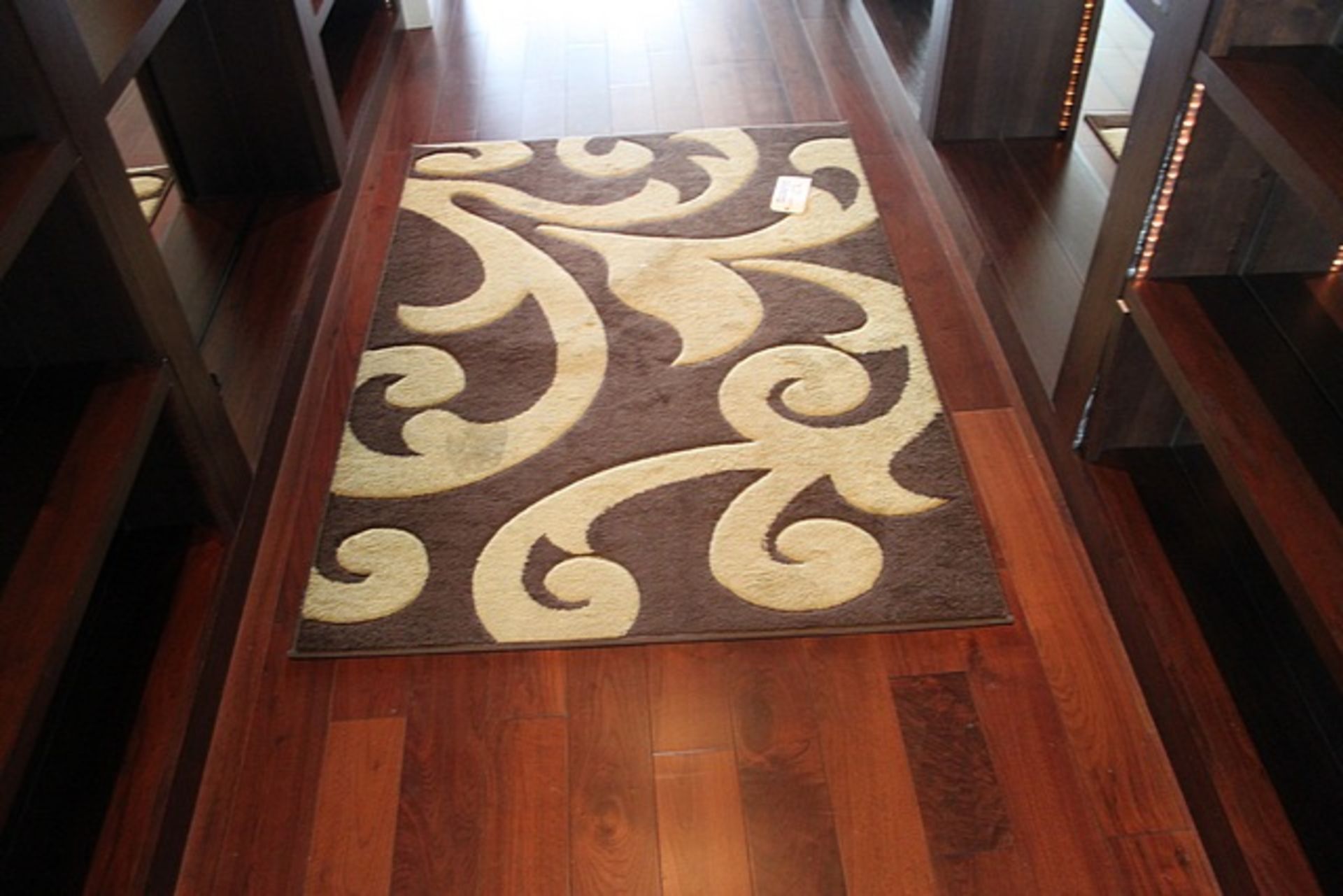 Figard brown green and brown swirl area rug 1200mm x 14700mm