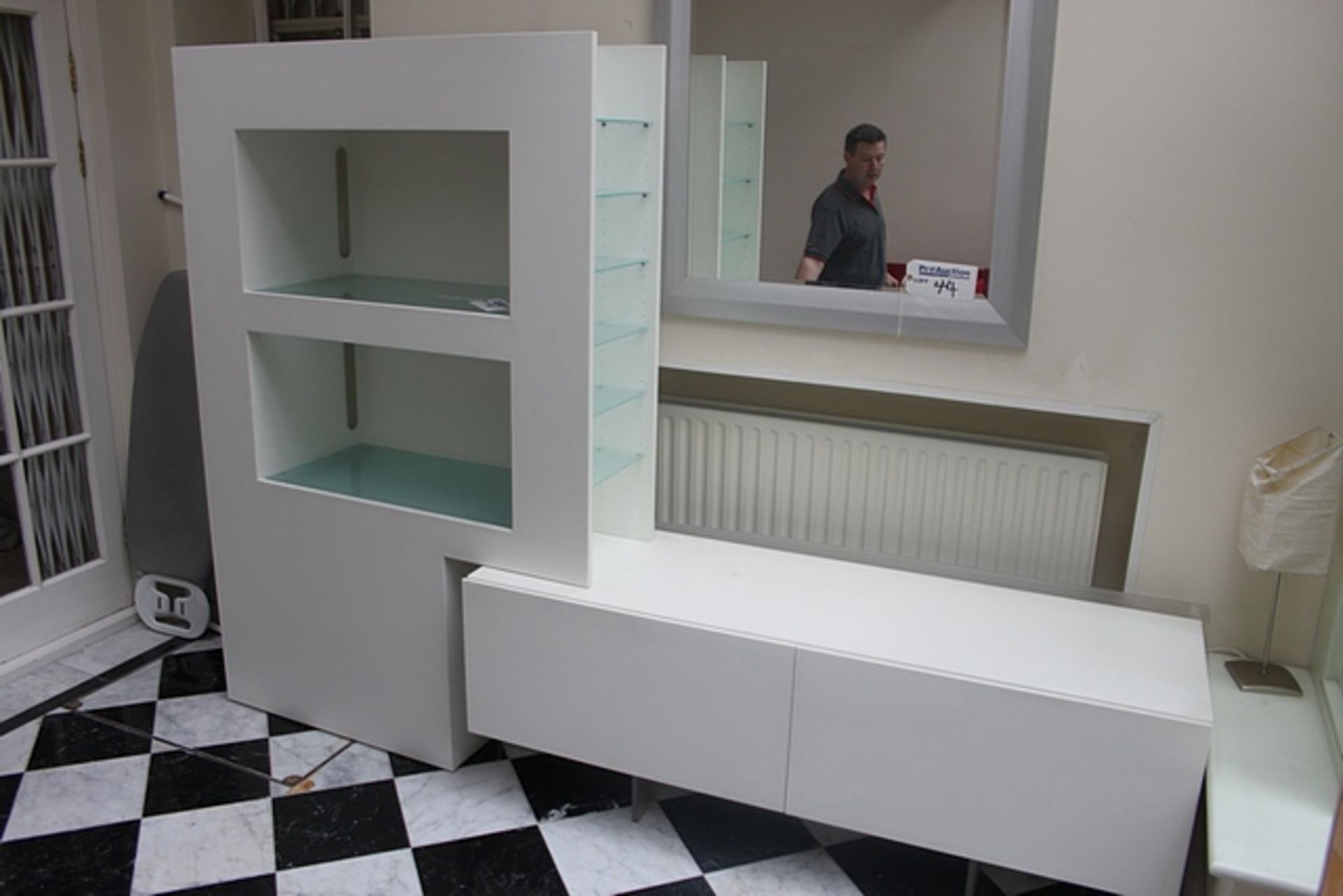 A modern white gloss sideboard display cabinet overall 2500mm x 600mm x 1800mm - Image 2 of 3
