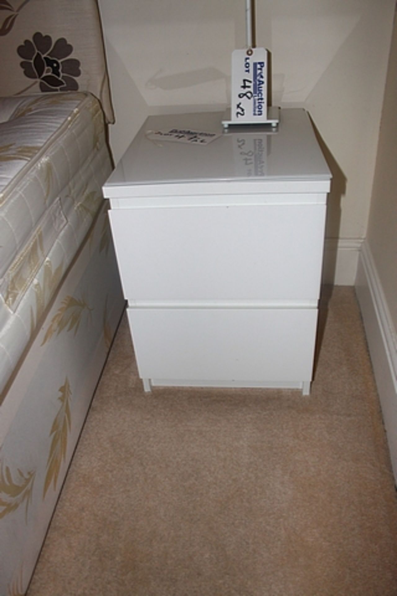 2 x white gloss bedside nightstands 400mm x 500mm