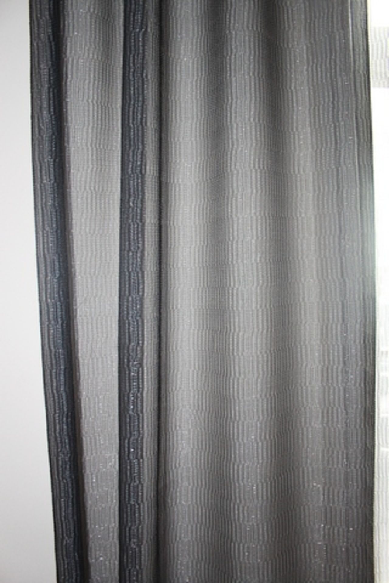 Silvered grey shimmer sheer voil drapes spans 7000mm x 3400mm drop - Image 3 of 3