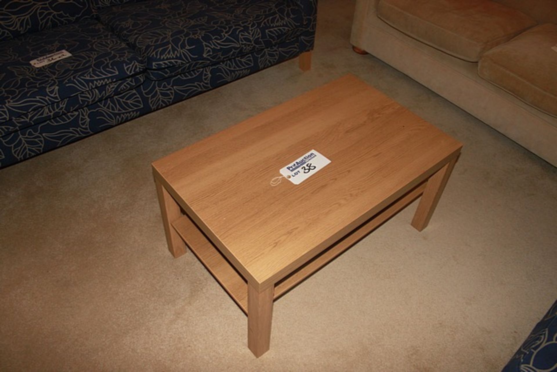 Light oak effect coffee table with under shelf 900mm x 550mm