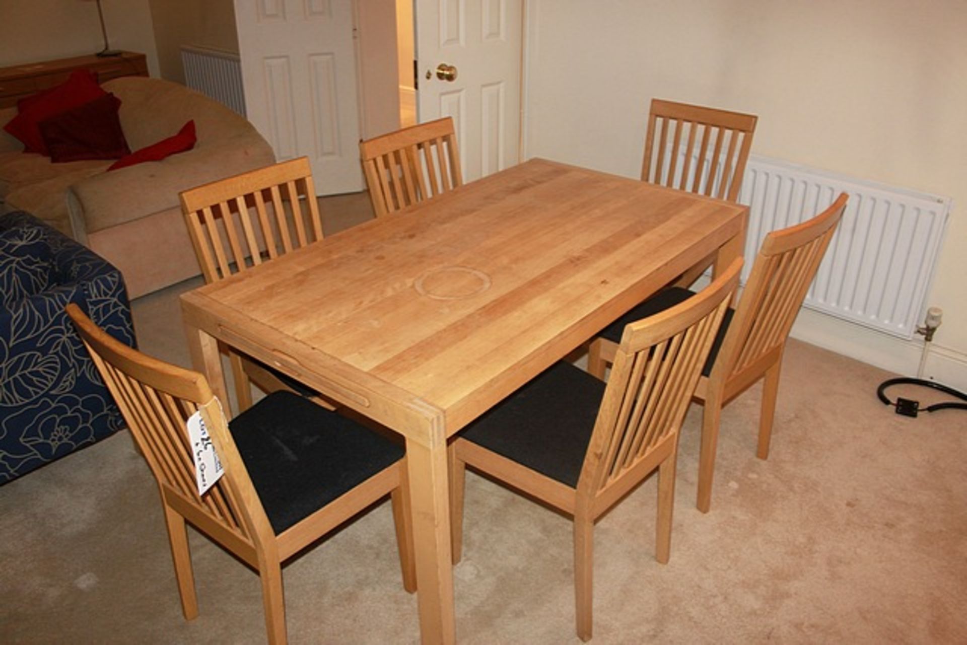 Dining table with 6 x side chairs 1500mm x 845mm