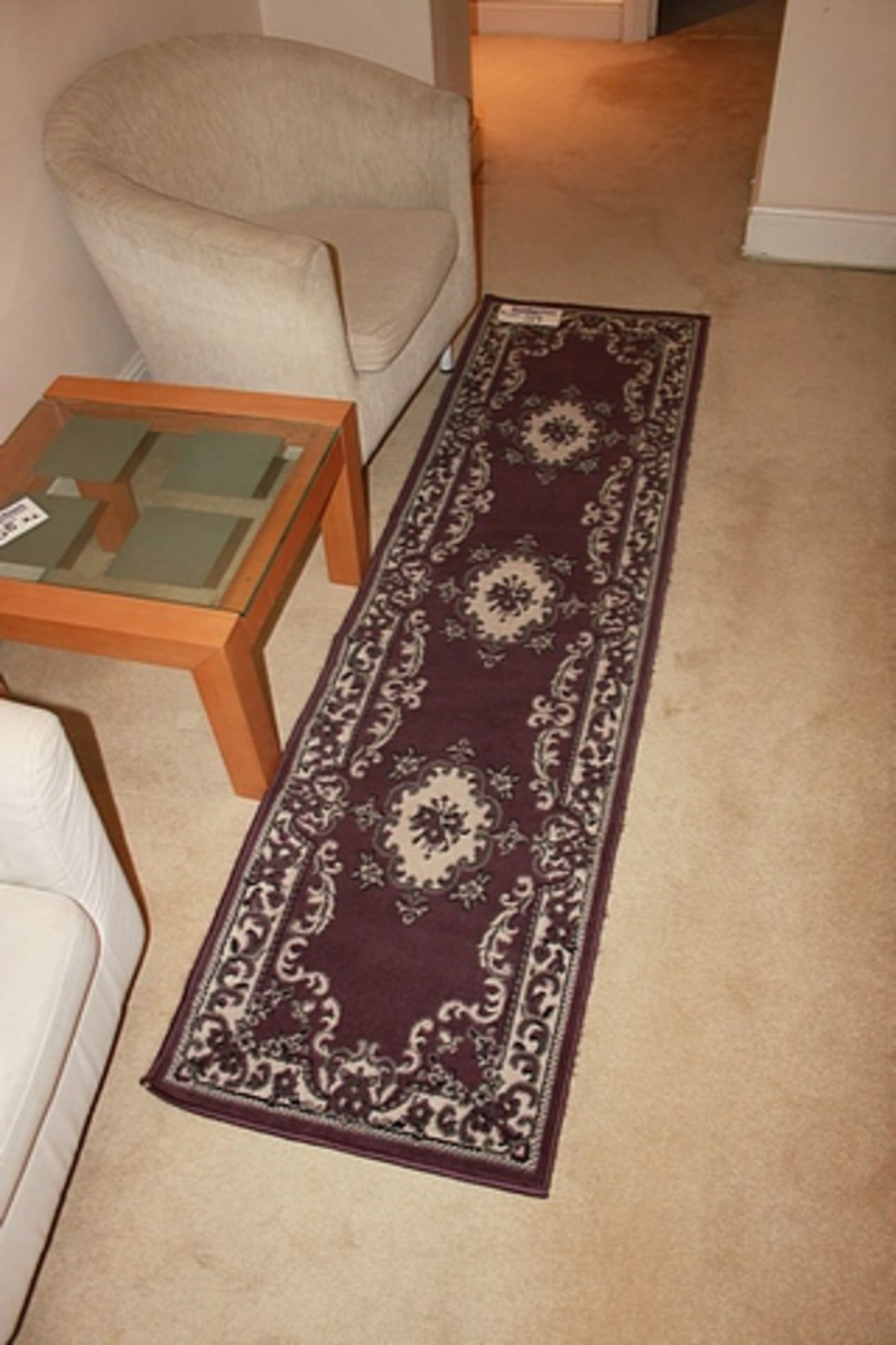 Brown pattern carpet runner rug 2200mm x 600mm