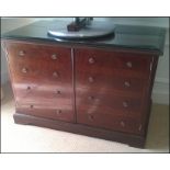 A mahogany two door cabinet with faux drawer frontage Room109Lift out charge 10