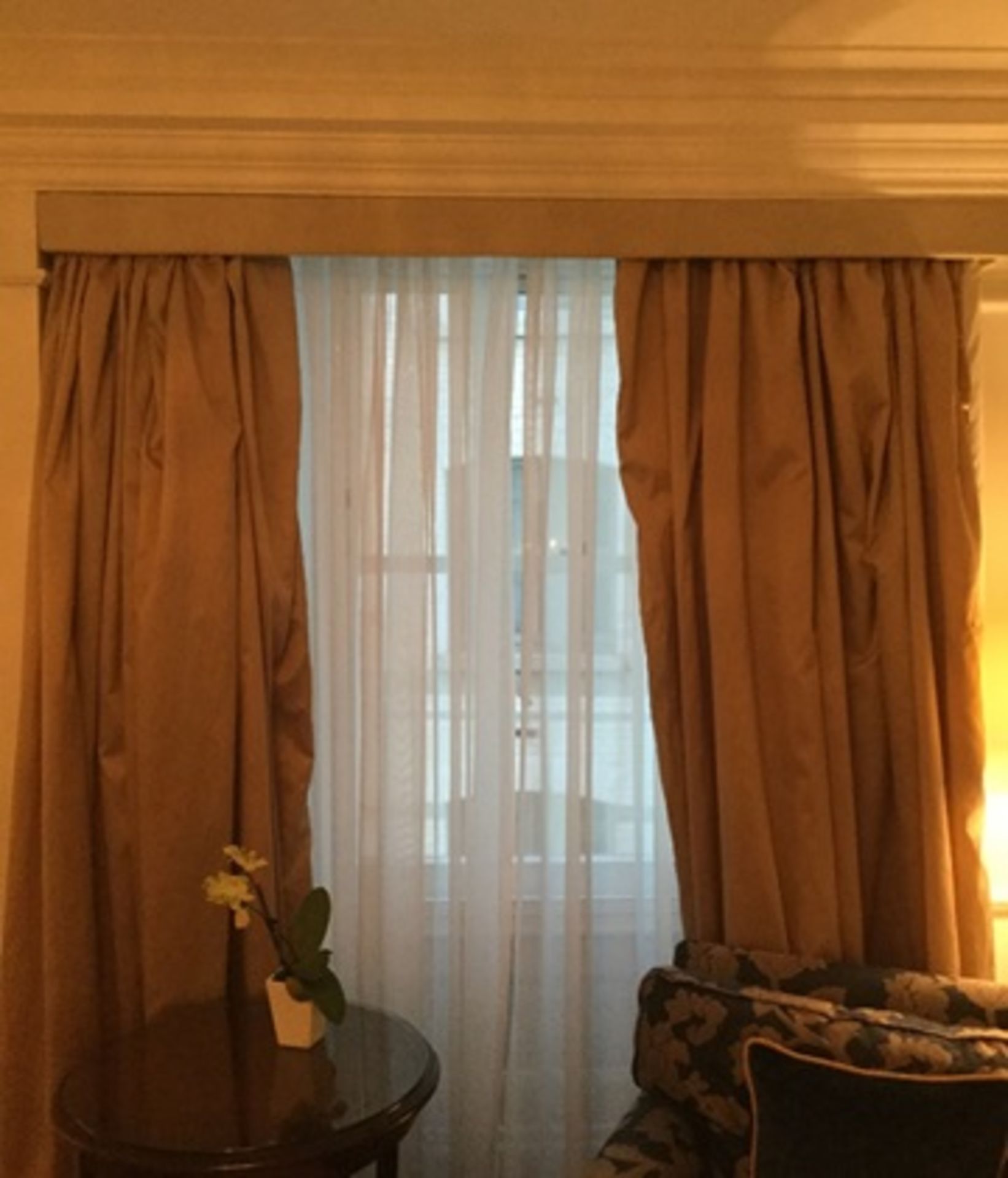 A pair of luxurious lined drape curtains (excludes pelmet)Room603Lift out charge 15