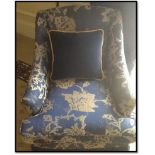 A pair of elegant carved framed upholstered armchair with cushion seat pad Room110Lift out