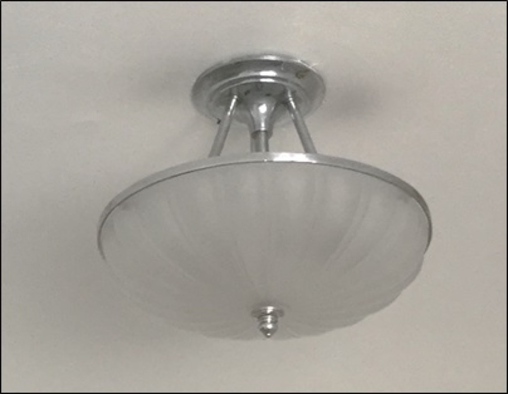 A chrome glass shade ceiling pendant light Room205Lift out charge 5