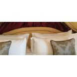 Finsbury upholstered headboard with elegant shaped top piping detail Room107Lift out charge 5
