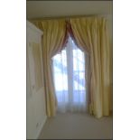 A pair of soft gold lined luxury drape curtains Room609Lift out charge 15