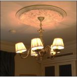 Antique brass five arm chandelier and a chrome glass shade ceiling pendant light Room107Lift out