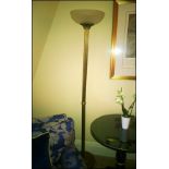A brass floor standing uplighter lamp with shade Room108Lift out charge 5