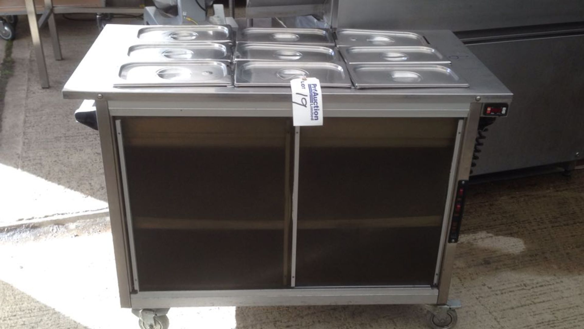 Moffat mobile hot cabinet with 9 pot bain marie unit