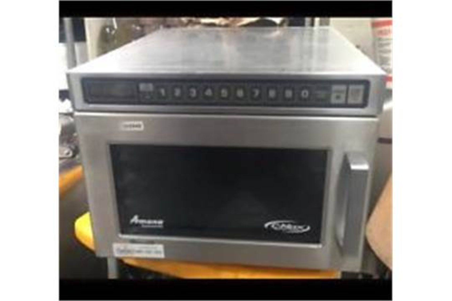Amana HDC514 stainless steel compact microwave 1400W 17 litre chamber 11 power levels, from full