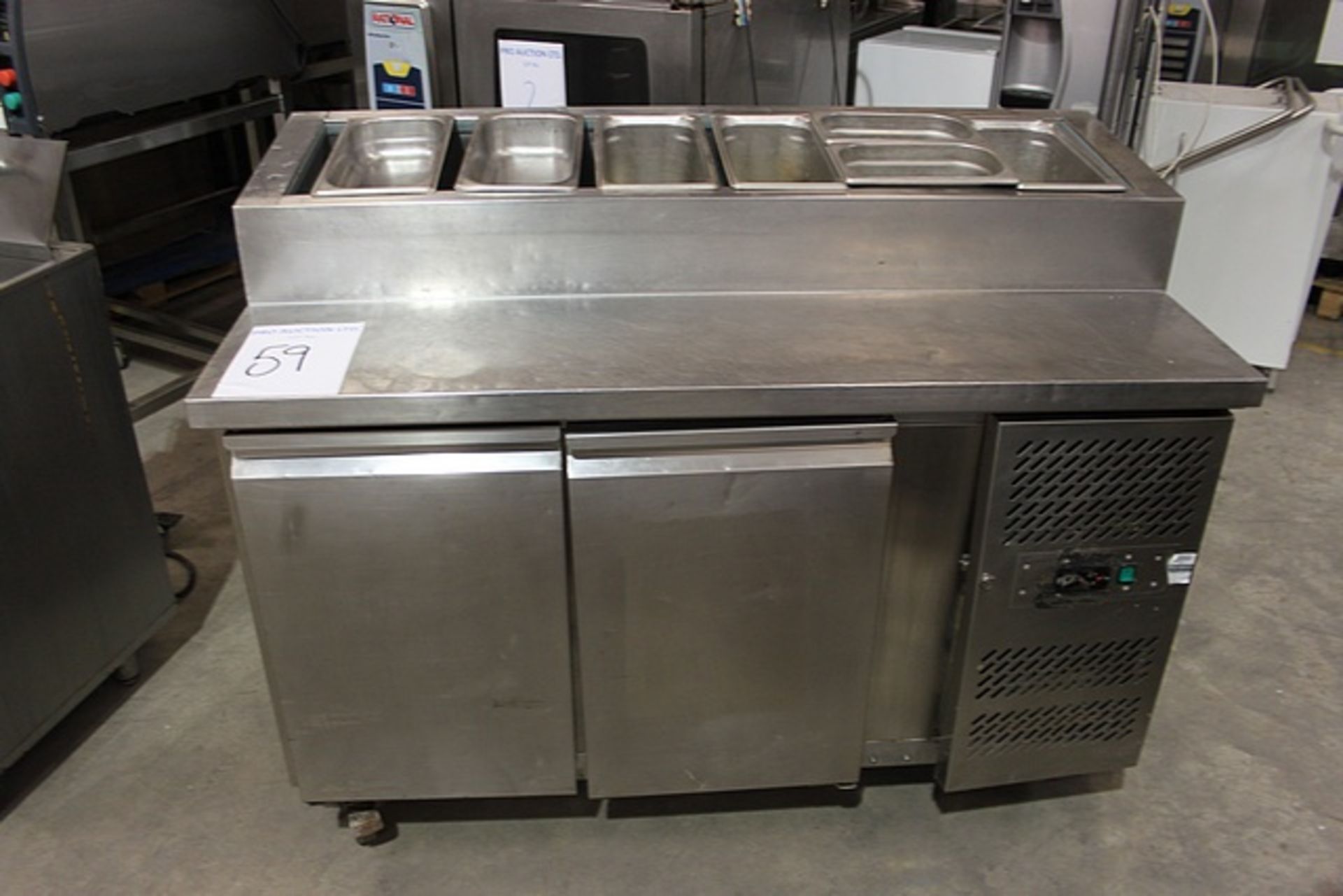 Stainless steel 2 door salad/pizza preparation refrigerated counter