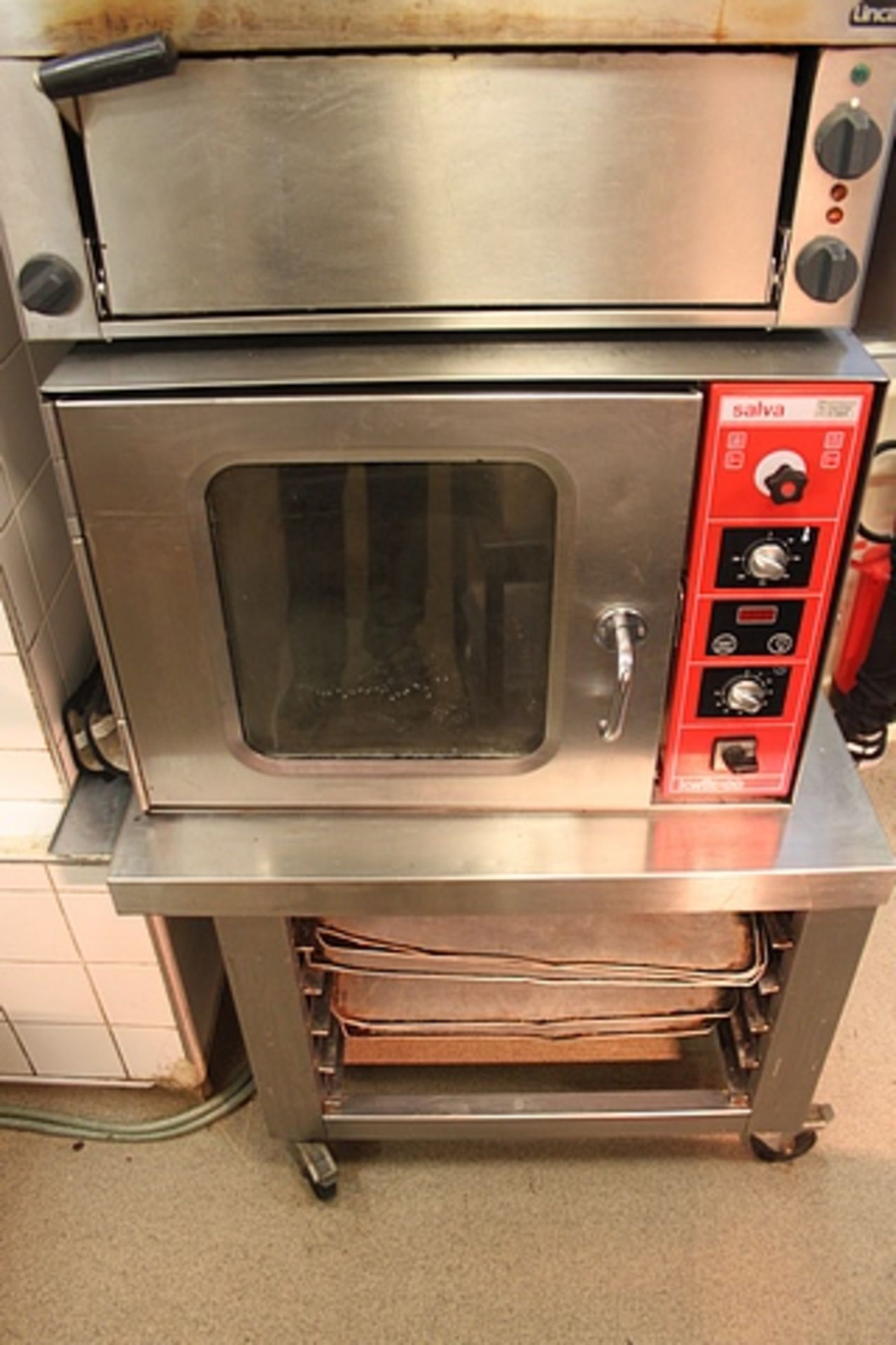 Salva electric bake off oven 4 trays GN 1/1 50 meals capacity on stainless steel stand 114849