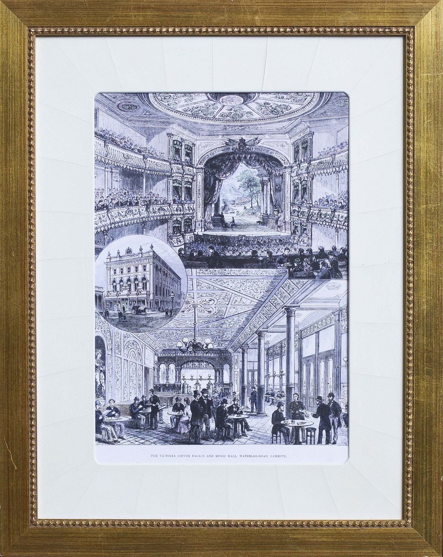 Mono print The Victoria Coffee Palace and Music Hall, Waterloo-Road, Lambeth. Illustration for The