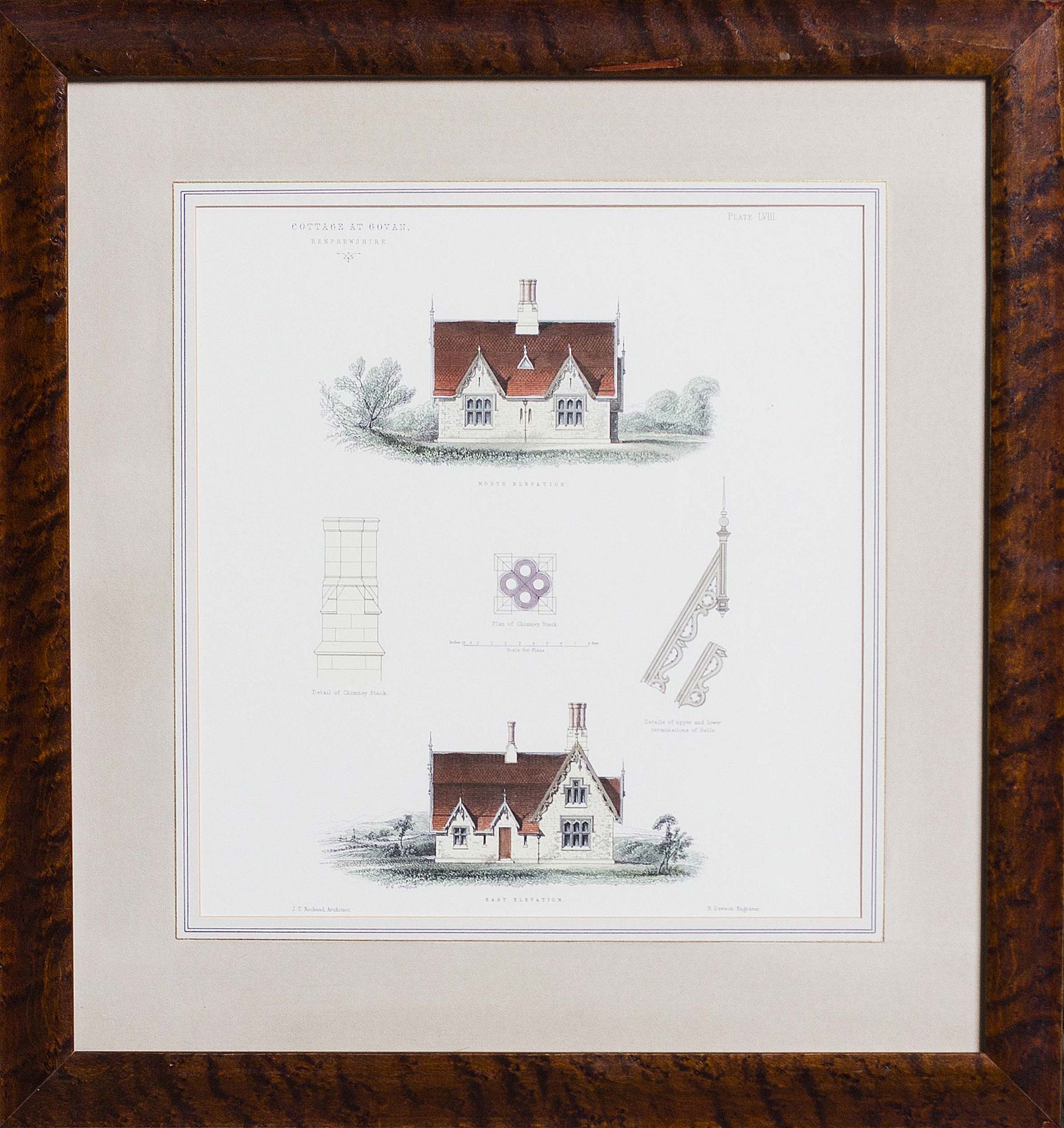 A set of two 1868 Architectural Prints ~ Cottage At Govan Renfrewshire and Fern Cliff Villa 1868 1st - Image 3 of 4
